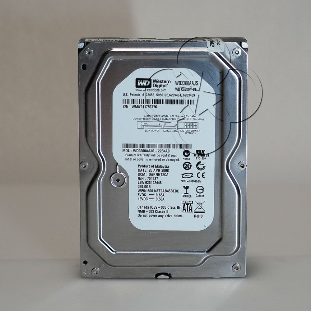 Preowned WD3200AAJS, Western Digital’s Caviar Blue Line, 7200 RPM, SATA II